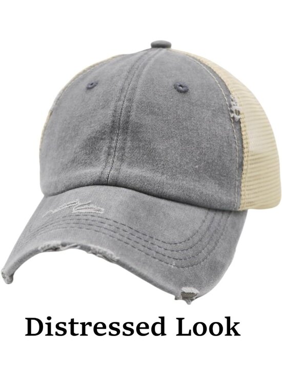 〽️Women Light Gray High Ponytail Baseball Cap Trucker Bad Hair Day Adjustable main image 2